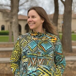 Chico's Women’s Tribal Art Print Cotton Full Zip Jacket Smocked Back, Size 2